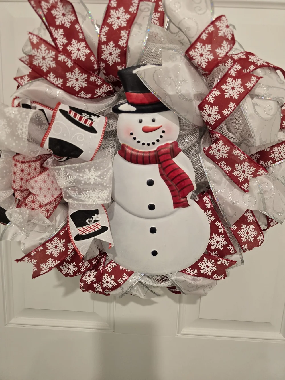 Festive Red & White Snowman Holiday Wreath Small About 16